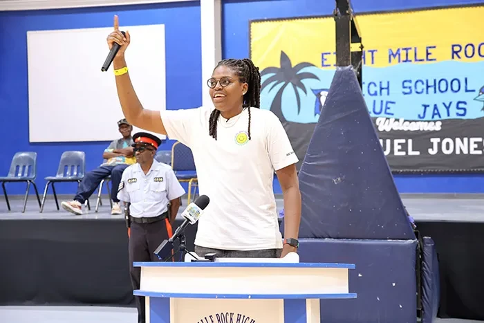 WNBA MVP Jonquel Jones celebrated during school visits in Grand Bahama WNBA MVP Jonquel Jones celebrated during school visits in Grand Bahama
