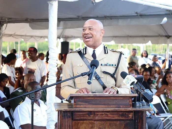 NEW OFFICERS SWORN IN - Ninety-six (96) recruits from the 'D, E & F' Squads graduated at a ceremony held at Grand Bahama Sports Complex under the theme "Stewards of Justice, Empowered to Serve." In attendance were distinguished guests, including the Minister of National Security, the Hon. Wayne Munroe; Commissioner of Police, Clayton Fernander; Assistant Commissioner of Police, Shanta Knowles; Minister for Grand Bahama, the Hon. Ginger Moxey; Parliamentary Secretary within the Ministry for Grand Bahama, Kingsley Smith; along with other esteemed officials, and the family members and friends of the graduates. The ceremony celebrated the recruits' successful completion of six months of intense training. Special awards, including the Commandant’s Award and Baton of Honour, were presented to top performers. <br/>  (BIS Photos/Jamika Culmer)