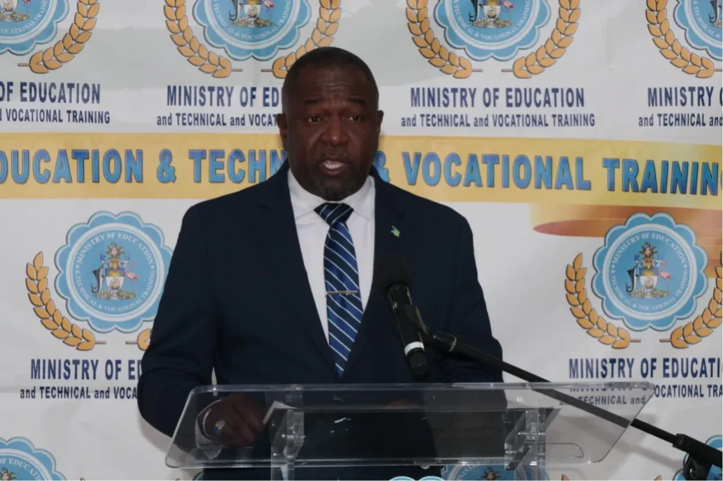 Minister of Youth, Sports and Culture the Hon. Mario Bowleg and Minister of Education and Technical and Vocational Training the Hon. Glenys Hanna Martin (both pictured speaking) joined members of their Ministry’s executive teams and other stakeholders at the Launch of the National Cultural Artist Registry Website, on April 14, 2025, held at the Ivy Dumont Building, on University Boulevard.  (BIS Photos/Eric Rose) Minister of Youth, Sports and Culture the Hon. Mario Bowleg and Minister of Education and Technical and Vocational Training the Hon. Glenys Hanna Martin (both pictured speaking) joined members of their Ministry’s executive teams and other stakeholders at the Launch of the National Cultural Artist Registry Website, on April 14, 2025, held at the Ivy Dumont Building, on University Boulevard.  (BIS Photos/Eric Rose)