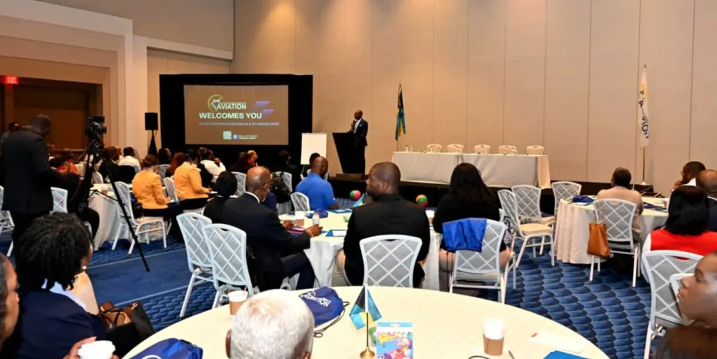 (Dr. Romer presenting) Dr. Kenneth Romer, Director of Aviation presenting at the Bahamas Department of Aviation's Third Cohort of Aviation Service Ambassadors Industry-Wide Training Exercise on Tuesday, April 1, 2025 at Baha Mar Convention Centre on Cable Beach. (Dr. Romer presenting) Dr. Kenneth Romer, Director of Aviation presenting at the Bahamas Department of Aviation's Third Cohort of Aviation Service Ambassadors Industry-Wide Training Exercise on Tuesday, April 1, 2025 at Baha Mar Convention Centre on Cable Beach.