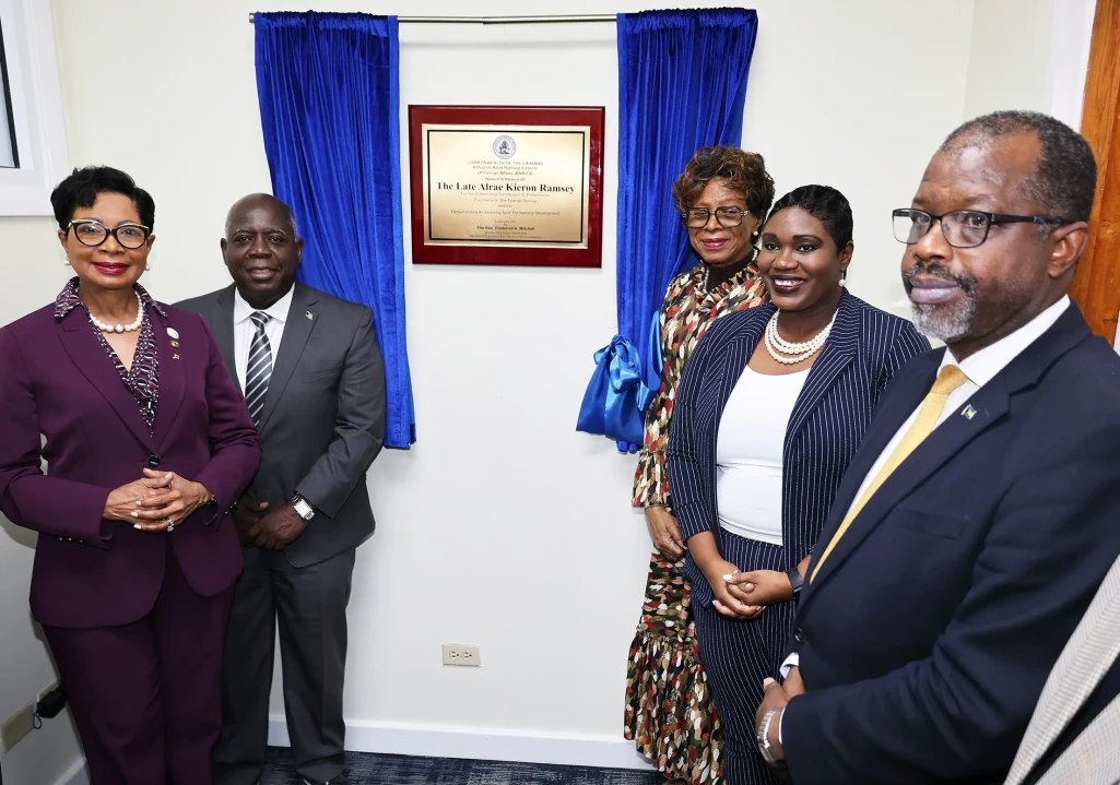 From left - Mrs. Ann Marie Davis, Hon. Philip Davis, Dame Cynthia Pratt, Ms. Aliah Ramsey, and Hon. Wayne Munroe