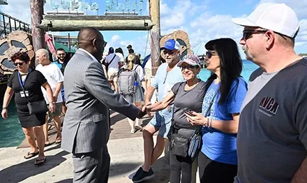 Tourism Minister Cooper did a Walkabout, Greeting Vendors and Visitors Downtown Today