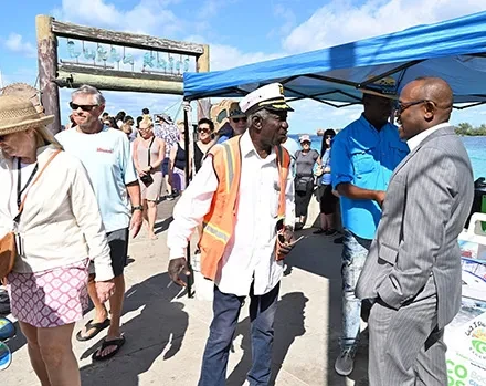 Tourism Minister Cooper did a Walkabout, Greeting Vendors and Visitors Downtown Today