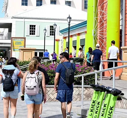 Tourism Minister Cooper did a Walkabout, Greeting Vendors and Visitors Downtown Today