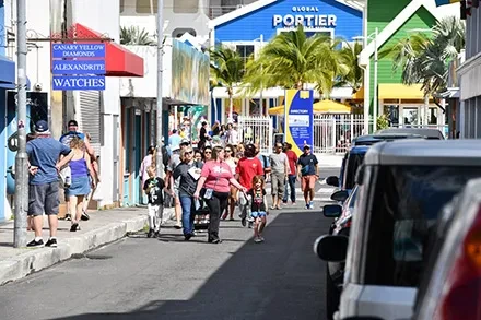Tourism Minister Cooper did a Walkabout, Greeting Vendors and Visitors Downtown Today