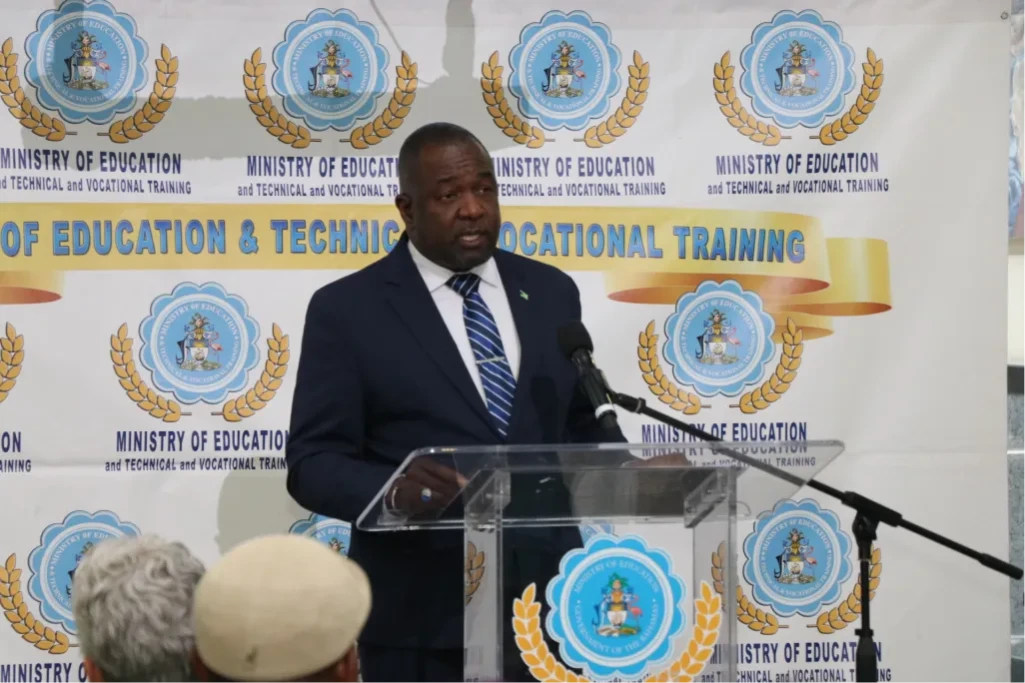 Minister of Youth, Sports and Culture the Hon. Mario Bowleg and Minister of Education and Technical and Vocational Training the Hon. Glenys Hanna Martin (both pictured speaking) joined members of their Ministry’s executive teams and other stakeholders at the Launch of the National Cultural Artist Registry Website, on April 14, 2025, held at the Ivy Dumont Building, on University Boulevard.  (BIS Photos/Eric Rose) Minister of Youth, Sports and Culture the Hon. Mario Bowleg and Minister of Education and Technical and Vocational Training the Hon. Glenys Hanna Martin (both pictured speaking) joined members of their Ministry’s executive teams and other stakeholders at the Launch of the National Cultural Artist Registry Website, on April 14, 2025, held at the Ivy Dumont Building, on University Boulevard.  (BIS Photos/Eric Rose)