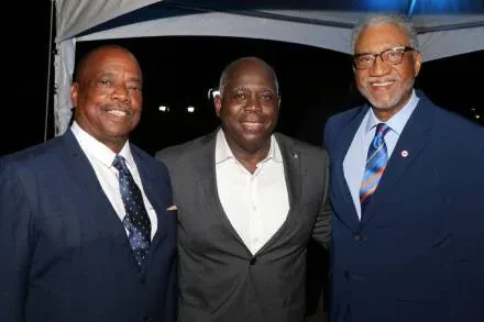 Prime Minister and Minister of Finance, the Hon. Philip Davis speaks during his Official Remarks at the National Museum Of The Bahamas ‘Open The Gates’ Reception on the grounds of Collins House, on January 31, 2025.  AMMC Chair, Rosel Moxey, AMMC officials and staff hosted the ceremonies.  Parliamentarians present for the event included: Minister of Education and Technical & Vocational Training the Hon. Glenys Hanna-Martin; Minister of Housing and Urban Development the Hon. Keith Bell; Minister of Agriculture and Marine Resources the Hon. Jomo Campbell; and Parliamentary Secretary in the Ministry of Economic Affairs Wayde Watson.  (BIS Photos/Eric Rose.  Drone Photography Courtesy of Eric Rose)