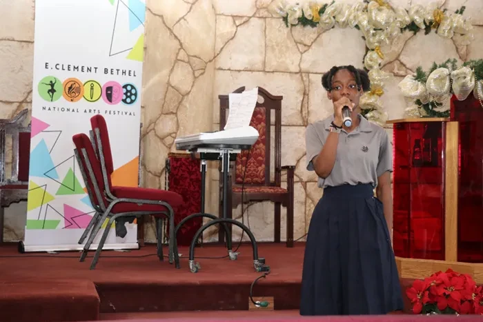 Four female students represent Harbour Island All-Age in the E. Clement Bethel National Art Festival