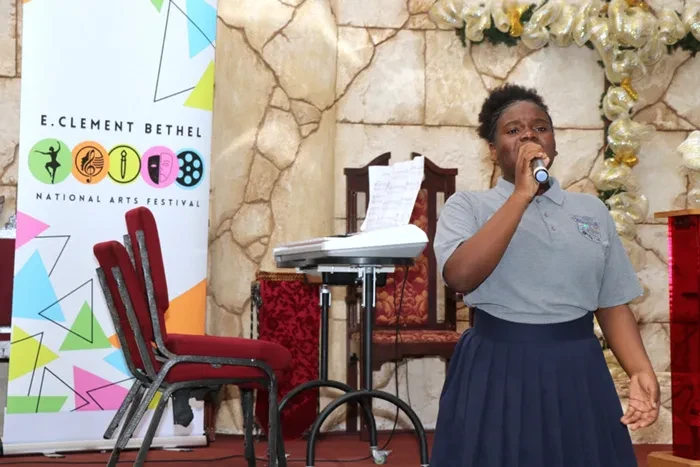 Four female students represent Harbour Island All-Age in the E. Clement Bethel National Art Festival