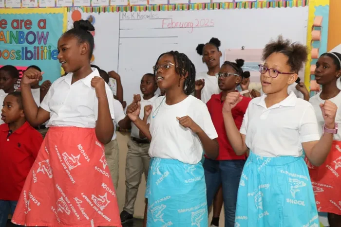 More than 30 Junkanoo art pieces highlight Tarpum Bay Primary School in the E. Clement Bethel National Arts Festival Eleuthera Adjudications