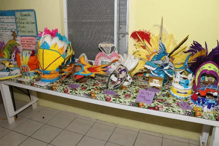 More than 30 Junkanoo art pieces highlight Tarpum Bay Primary School in the E. Clement Bethel National Arts Festival Eleuthera Adjudications
