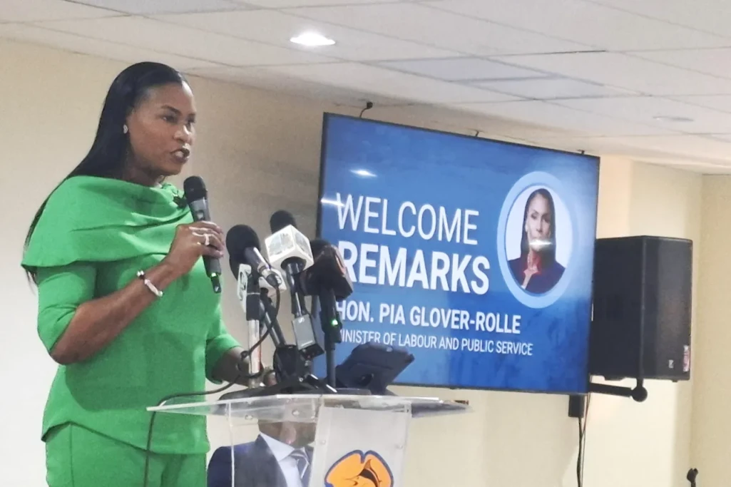 Minister of Labour and the Public Service the Hon. Pia Glover-Rolle brought opening remarks at the Labour Legislative Reform Stakeholders Meeting held at the National Training Agency on Monday, May 19, 2025.    (BIS Photo/Llonella Gilbert) Minister of Labour and the Public Service the Hon. Pia Glover-Rolle brought opening remarks at the Labour Legislative Reform Stakeholders Meeting held at the National Training Agency on Monday, May 19, 2025.    (BIS Photo/Llonella Gilbert)