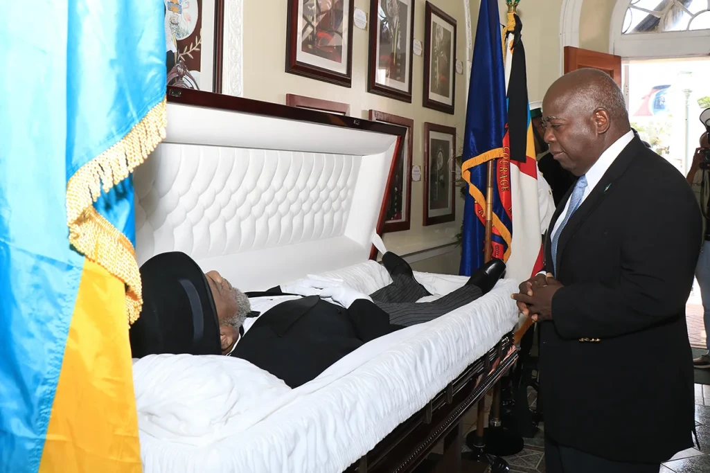 Prime Minister Philip Davis pays respects to the late Rodney Moncur, JP, former Senator Prime Minister Philip Davis pays respects to the late Rodney Moncur, JP, former Senator