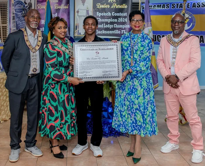 Mrs. Ann Marie Davis presented awards at Bahamas State Association of Elks ceremonies