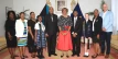 Pictured from left: Mrs. Anja Moss (mother of Abbigail Moss); Mavis Johnson-Collie, Senior Development Officer; Stankisha Pinder, Foundation Vice-President of Programs & Communications; Abbigail Moss, 2024 Student of the Year; Vandyke Pratt, Foundation Chairman; Her Excellency Dame Cynthia Pratt; Dr. Ricardo Deveaux, Foundation President & CEO; Katelyn Beukes, 2024 Student of the Year, First Runner Up; Myra Mitchell, Vice-President Emerita; and Gerhard Beukes, father of Katelyn Beukes.