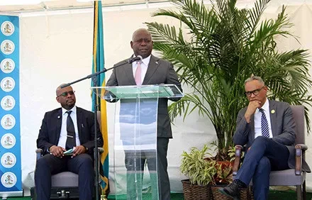 Prime Minister the Hon. Philip Davis delivers the Keynote Address at the Reopening Ceremony of the Baillou Hill Road Community Clinic on Wednesday, April 23, 2025.  Pictured left is Dr. Philip Swann, Acting Director, Department of Public Health; and right is the Minister of Health and Wellness the Hon. Dr. Michael Darville. Prime Minister the Hon. Philip Davis delivers the Keynote Address at the Reopening Ceremony of the Baillou Hill Road Community Clinic on Wednesday, April 23, 2025.  Pictured left is Dr. Philip Swann, Acting Director, Department of Public Health; and right is the Minister of Health and Wellness the Hon. Dr. Michael Darville.