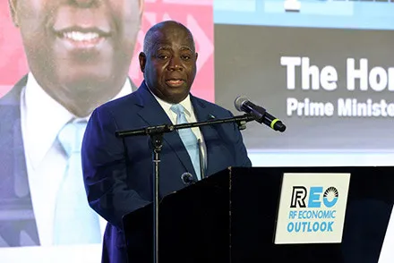 Prime Minister and Minister of Finance the Hon. Philip Davis speaks during his  Address at the Royal Fidelity Bahamas Economic Outlook, on March 12, 2025, held 